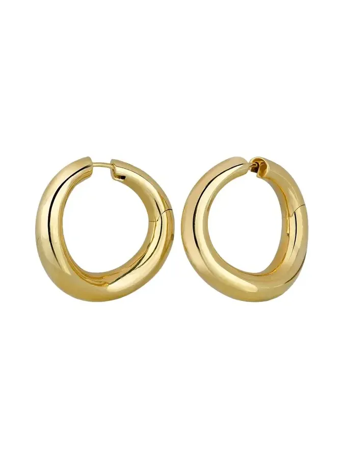 Ultimate 18K Gold Tapered Wavy Hoop Earrings, 20mm