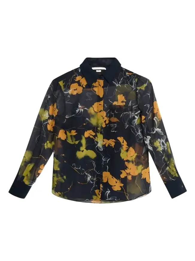 Shadow Floral Crepe De Chine Button-Down Shirt Shadow Floral Crepe De Chine Button-Down Shirt