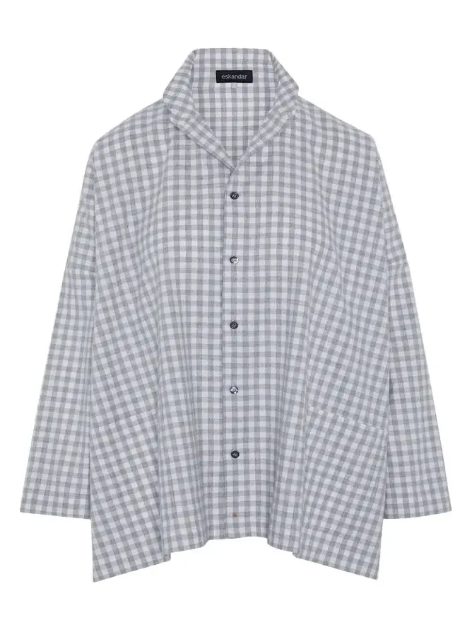 Wide Brushed Gingham Cotton Shirt Wide Brushed Gingham Cotton Shirt