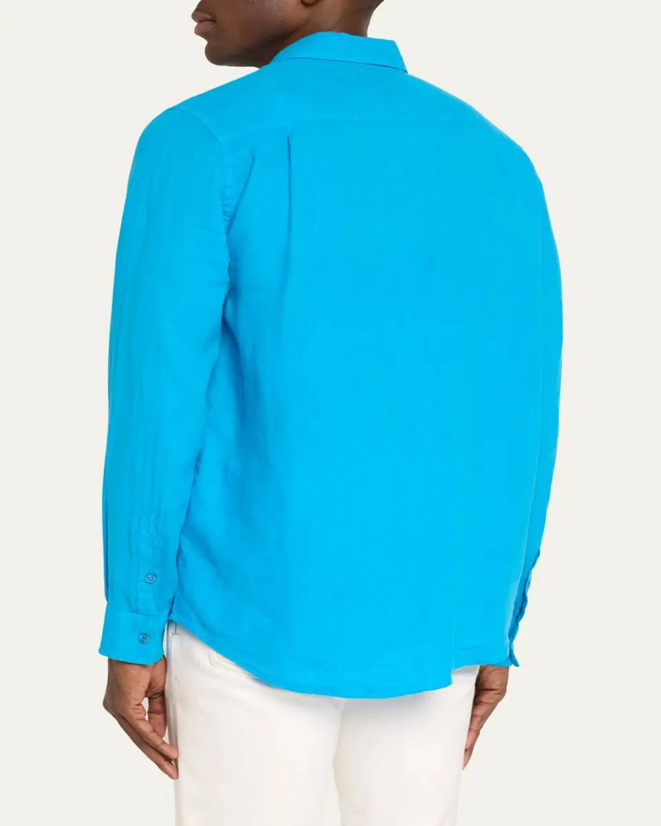 Vilebrequin Men's Caroubis Solid Linen Sport Shirt | Thumbnail 3