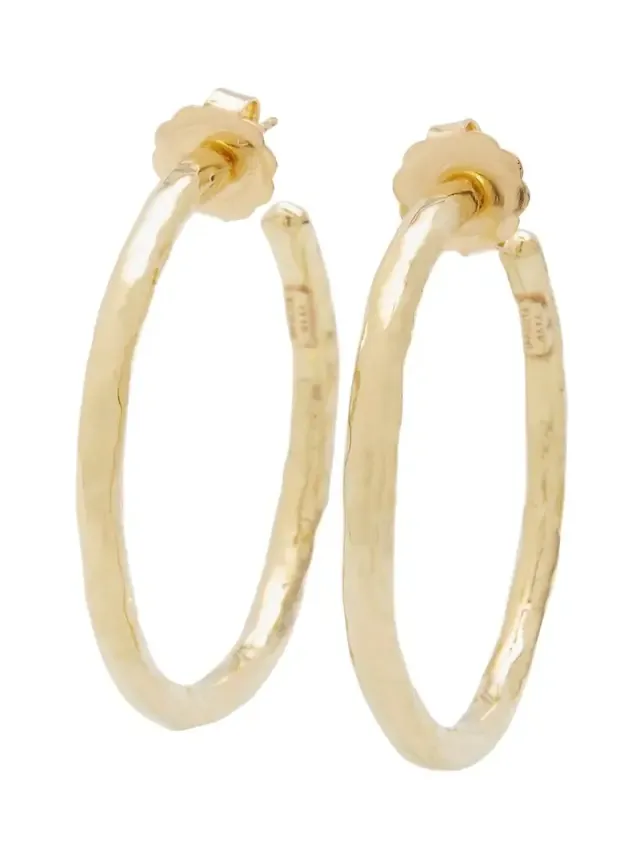 Medium Hammered Hoop Earrings in 18K Gold Medium Hammered Hoop Earrings in 18K Gold