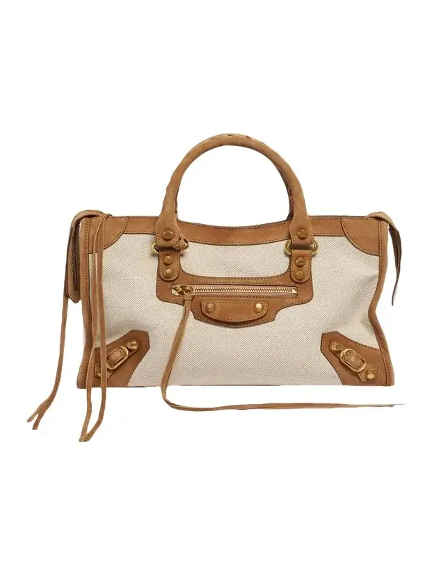Le City Small Suede-Trim Canvas Tote Bag