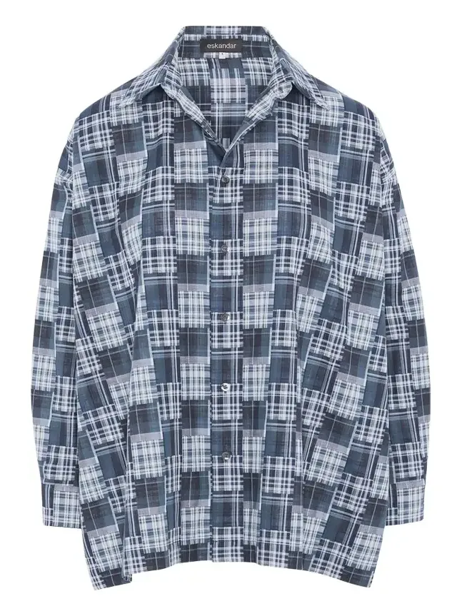 A-Line Patchwork Plaid Cotton Shirt A-Line Patchwork Plaid Cotton Shirt