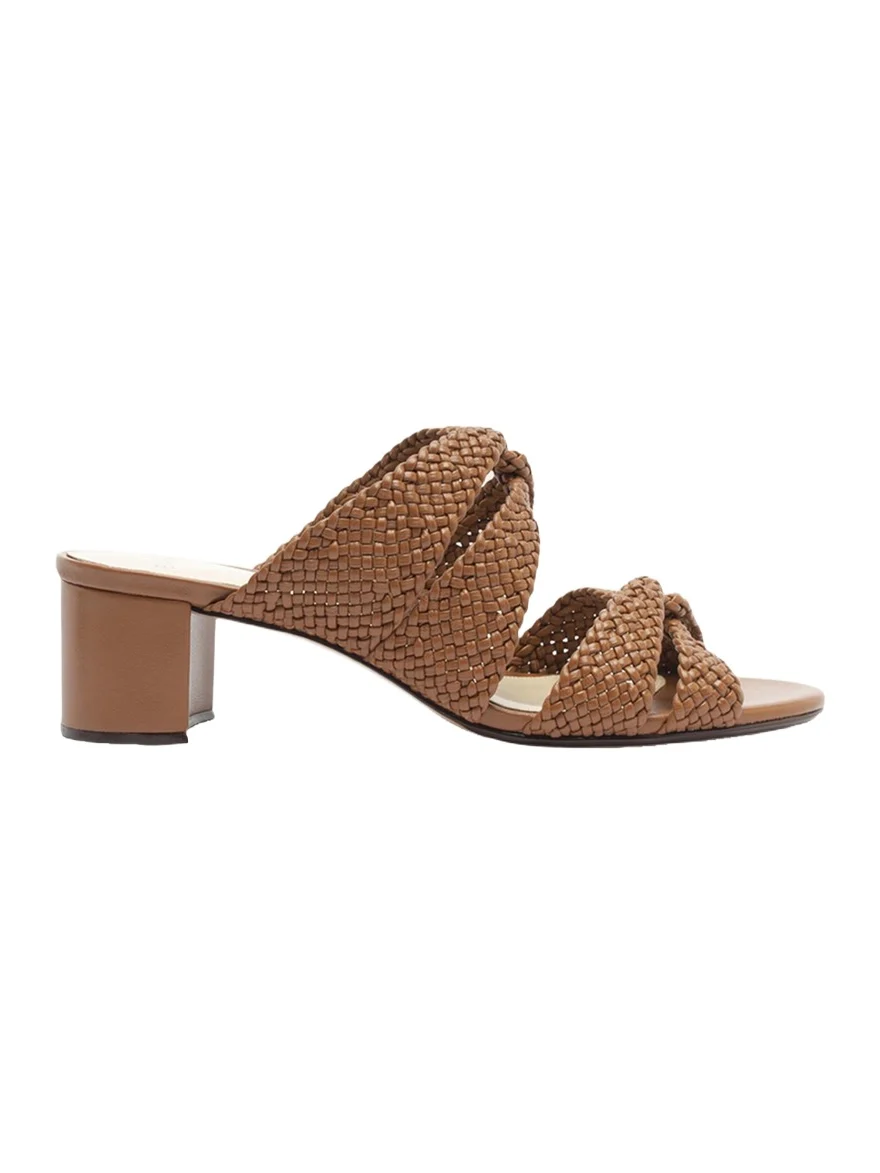 45mm Sabrina Leather Block Heel Slide Sandals