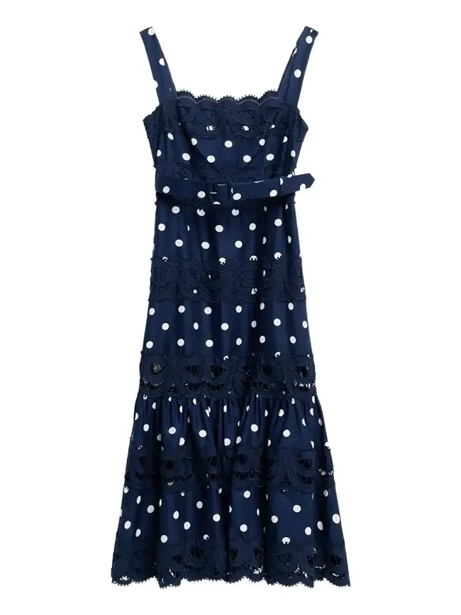 Polka Dot Linen Midi Dress