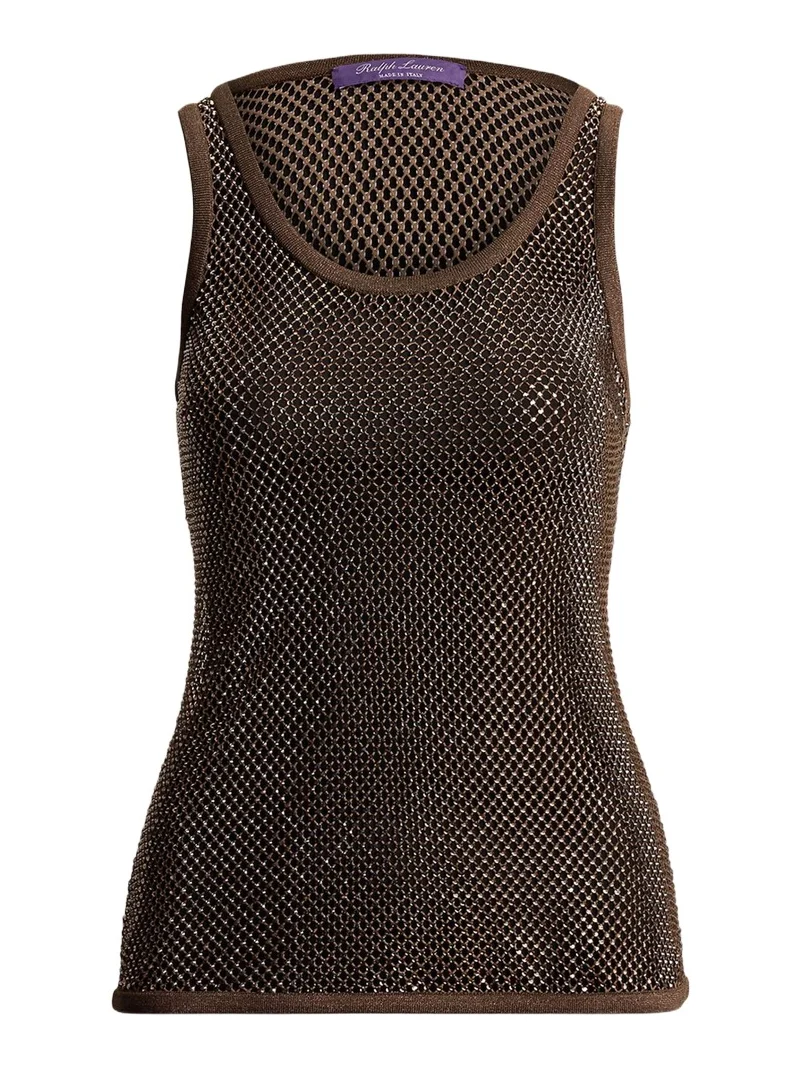 Ralph Lauren Collection Melony Embellished Mesh Tank Top