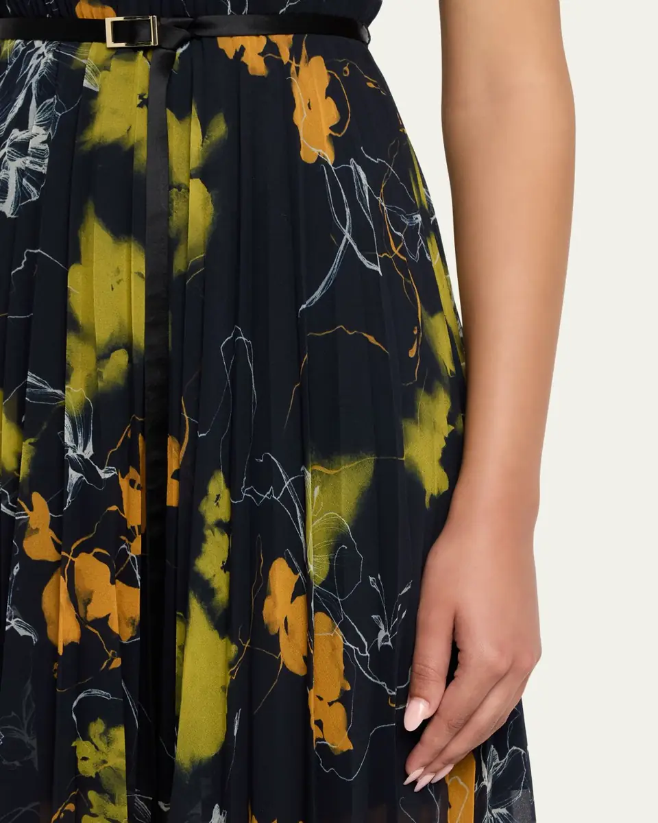 Jason Wu Collection Shadow Floral Pleated Crepe De Chine Midi Dress | Thumbnail 5 Jason Wu Collection Shadow Floral Pleated Crepe De Chine Midi Dress | Thumbnail 5