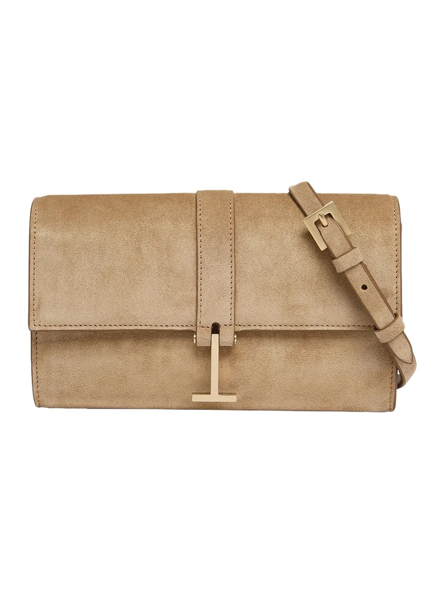 Tom Ford Suede Hanging T Crossbody Wallet