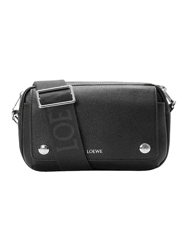 Men's Small Pebble Messenger Bag in Grained Calfskin Men's Small Pebble Messenger Bag in Grained Calfskin