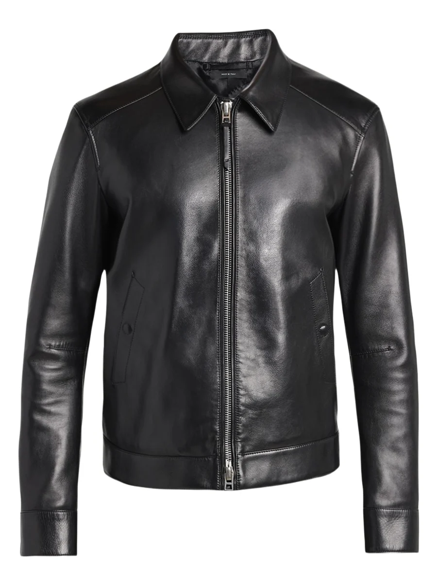 Men's Full-Zip Grained Leather Jacket Men's Full-Zip Grained Leather Jacket