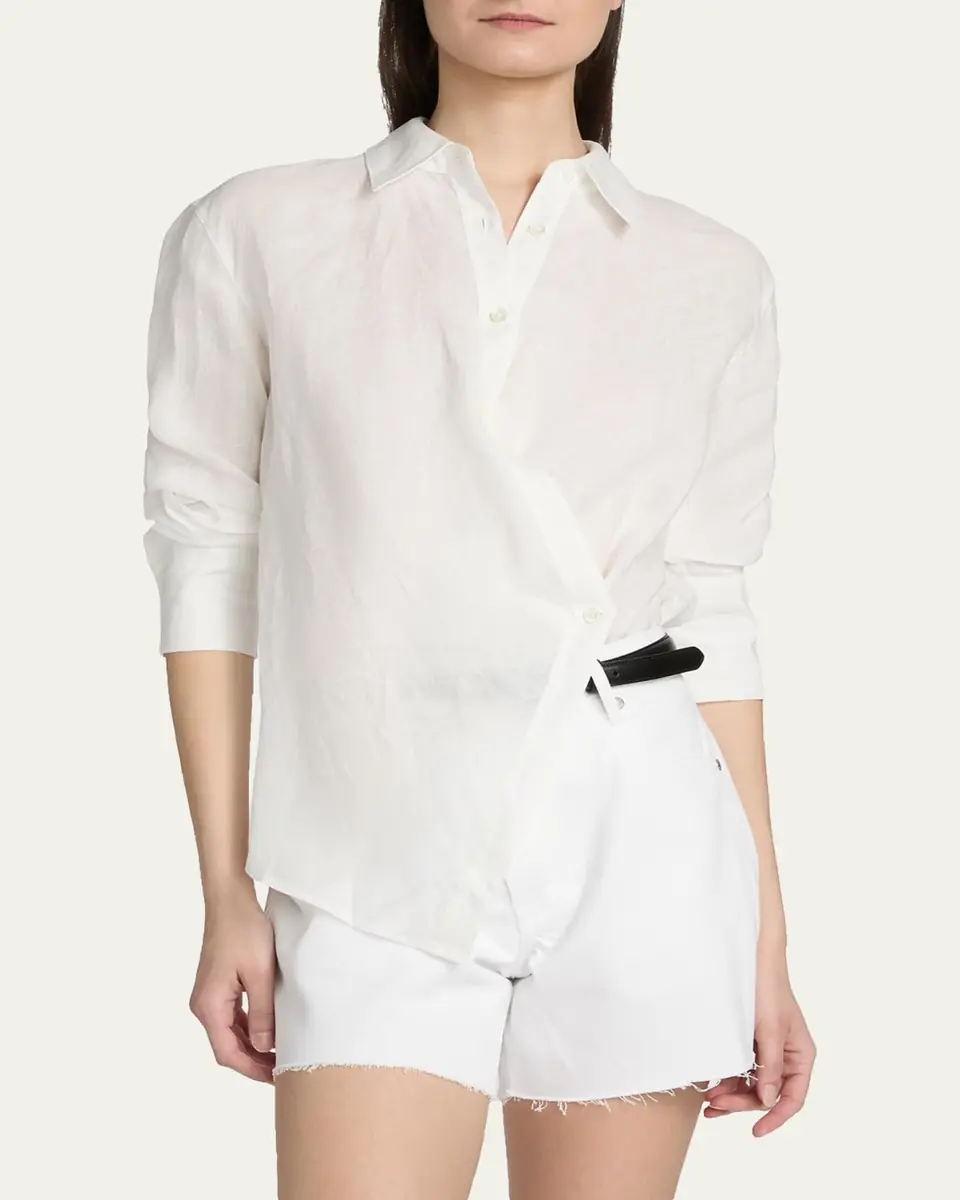 Veronica Beard Perezzi Asymmetric Linen Shirt | Thumbnail 4 Veronica Beard Perezzi Asymmetric Linen Shirt | Thumbnail 4