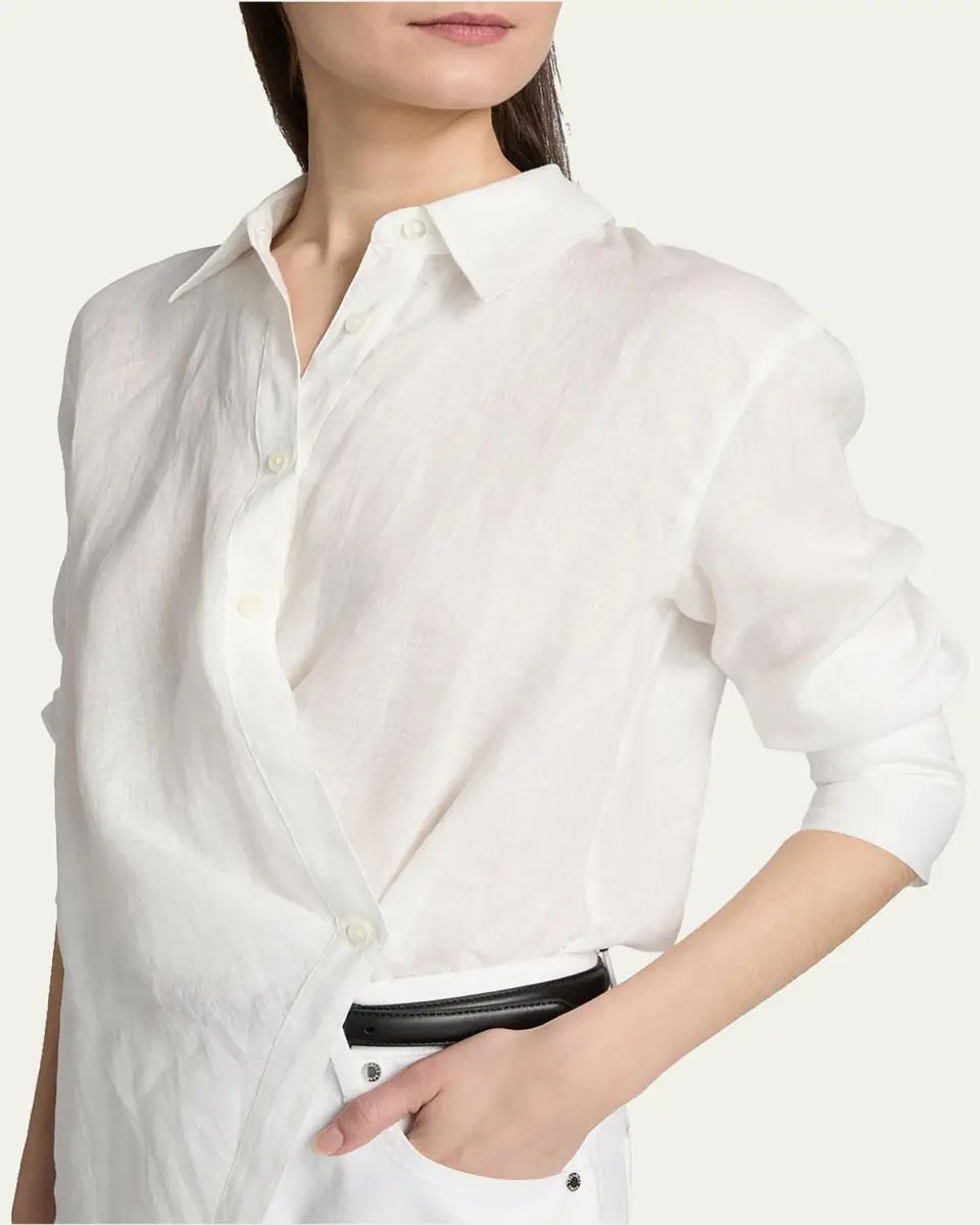 Veronica Beard Perezzi Asymmetric Linen Shirt | Thumbnail 5 Veronica Beard Perezzi Asymmetric Linen Shirt | Thumbnail 5