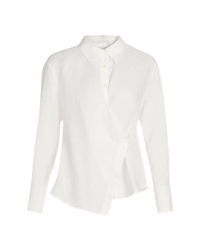 Veronica Beard Perezzi Asymmetric Linen Shirt | Image 1 Veronica Beard Perezzi Asymmetric Linen Shirt | Image 1