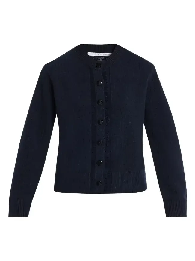 Cashmere and Cotton Ladder Stitch-Trim Cardigan