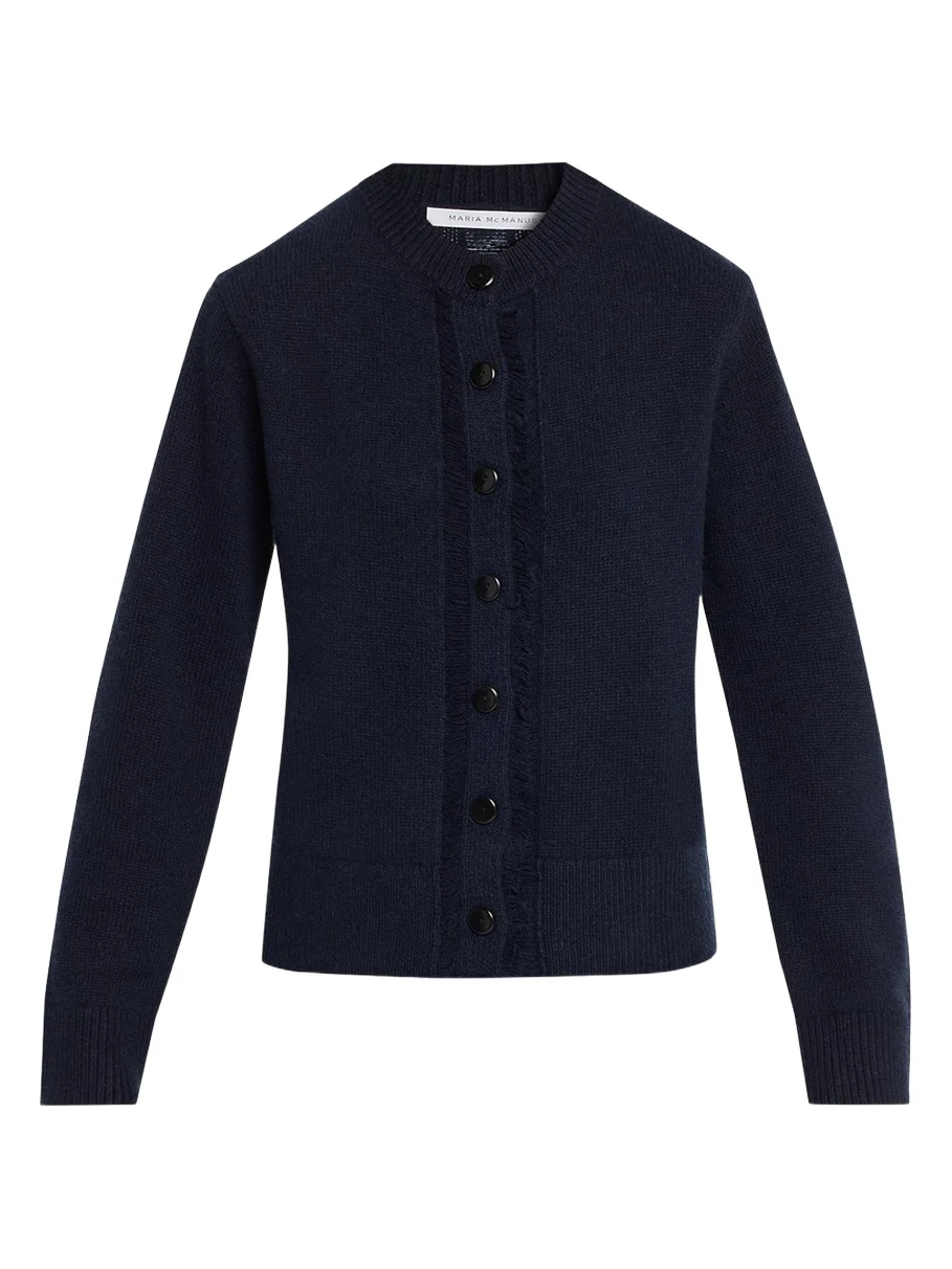 Cashmere and Cotton Ladder Stitch-Trim Cardigan Cashmere and Cotton Ladder Stitch-Trim Cardigan