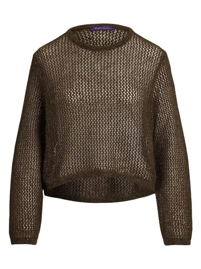 Metallic Mesh Boatneck Sweater
