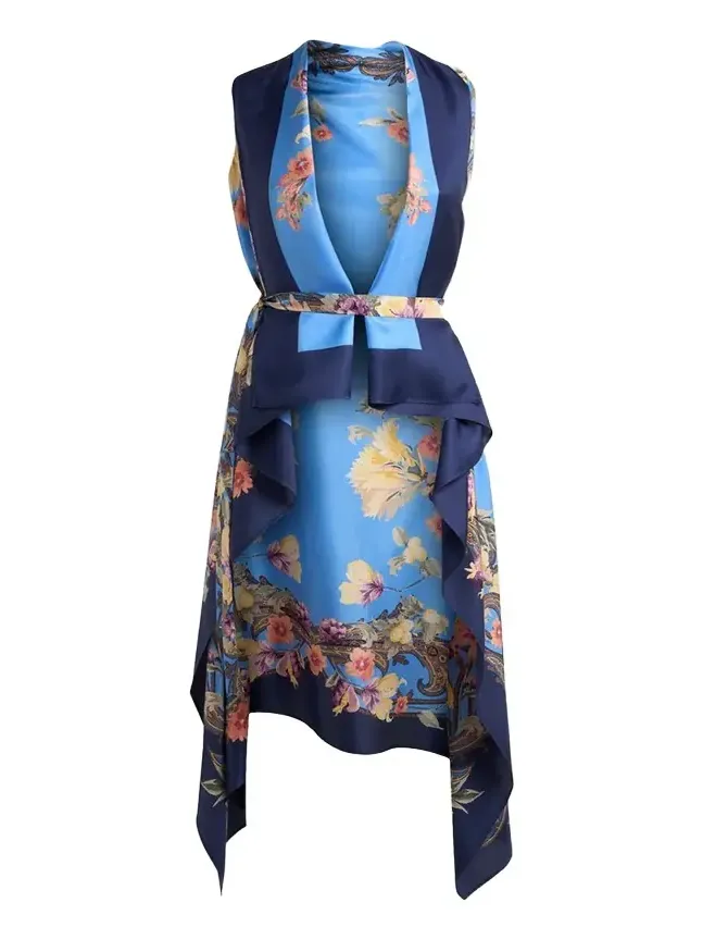 Floral Silk Foulard Vest Floral Silk Foulard Vest