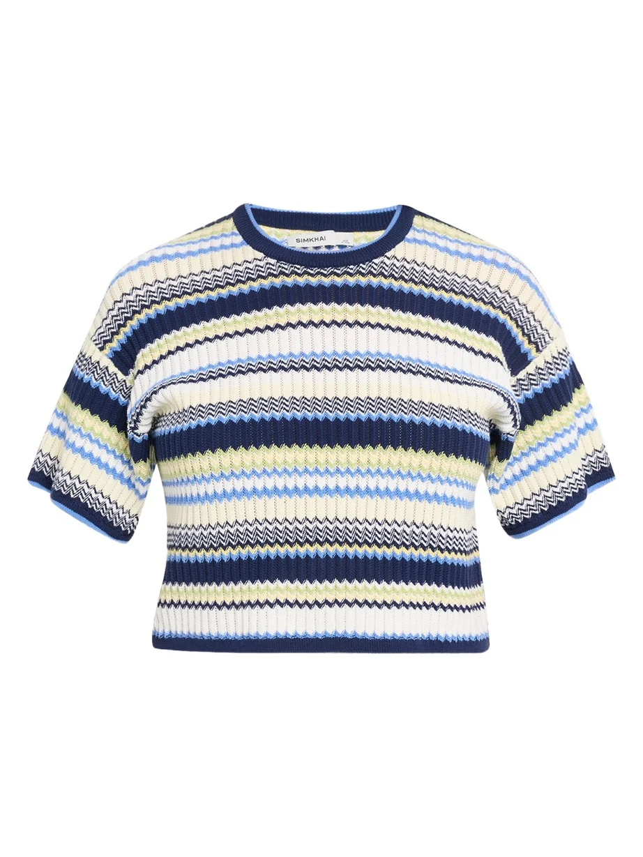 Simkhai Tenley Short-Sleeve Knit Crop Top