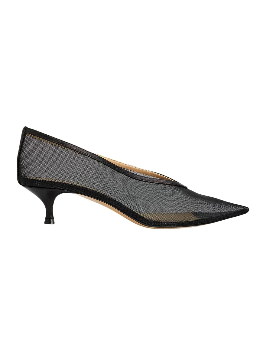 40mm Babouche Mesh Kitten-Heel Pumps