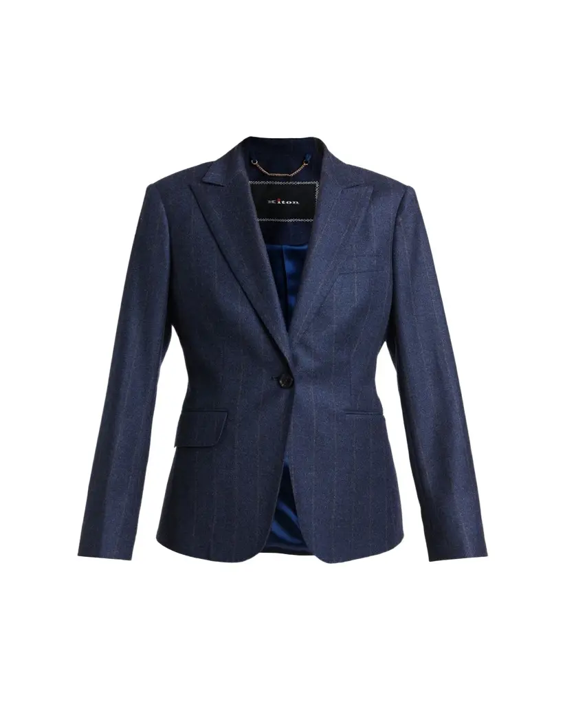 Kiton Wool-Cashmere Pinstripe Single-Breasted Jacket | Image 1 Kiton Wool-Cashmere Pinstripe Single-Breasted Jacket | Image 1