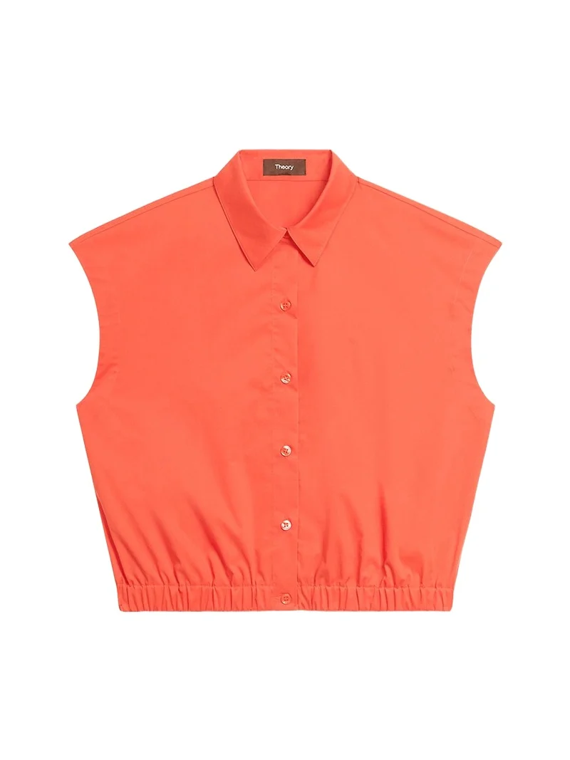 Button-Front Cap-Sleeve Shirt Button-Front Cap-Sleeve Shirt