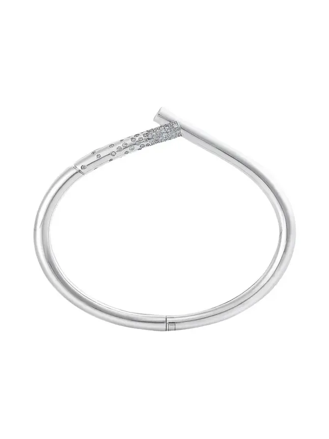 18K White Gold Diamond Pave Loop Bracelet