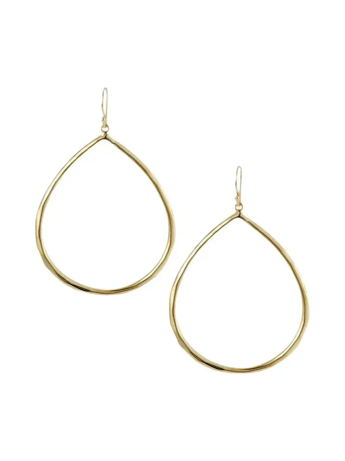 Sculpted Open Teardrop Earrings in 18K Gold