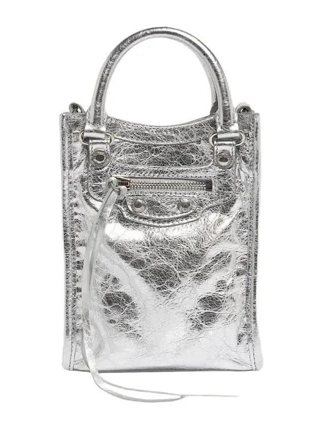 Le City Metallic Leather Tote Phone Holder