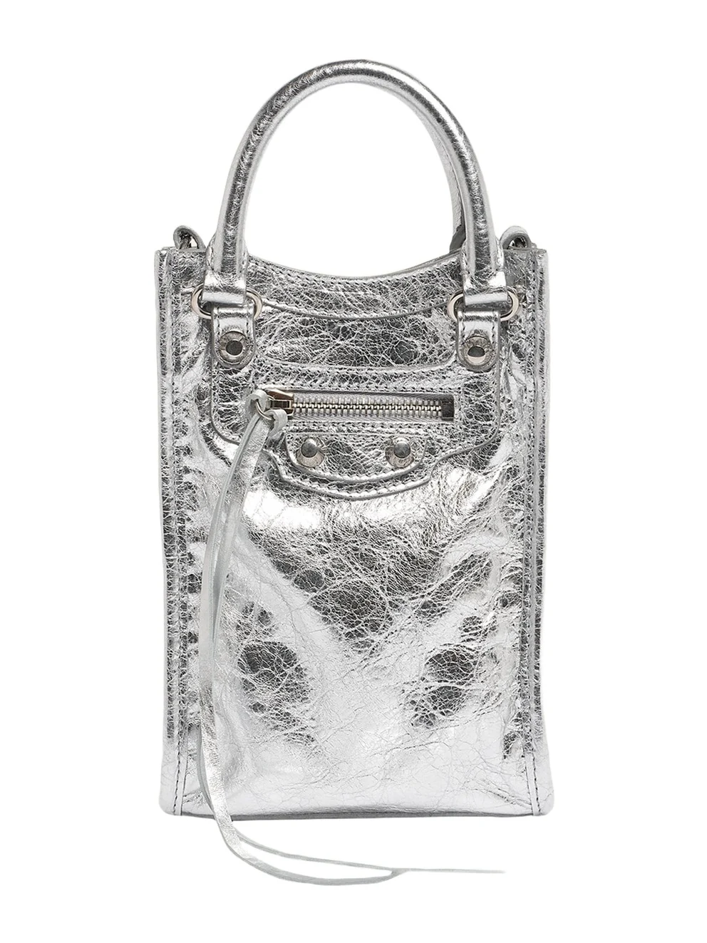 Balenciaga Le City Metallic Leather Tote Phone Holder
