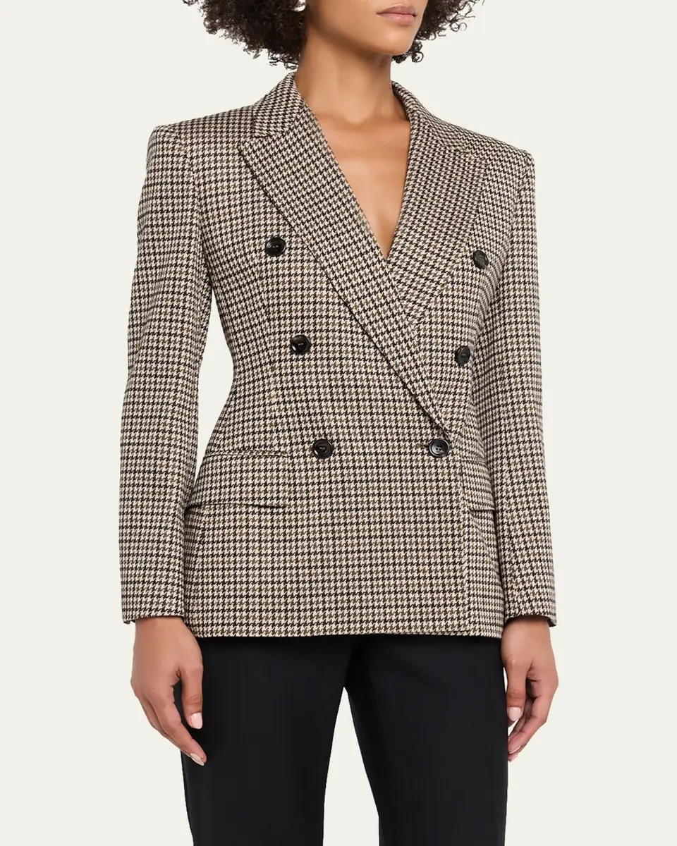 Max Mara Wool Houndstooth Double-Breasted Jacket | Thumbnail 4 Max Mara Wool Houndstooth Double-Breasted Jacket | Thumbnail 4