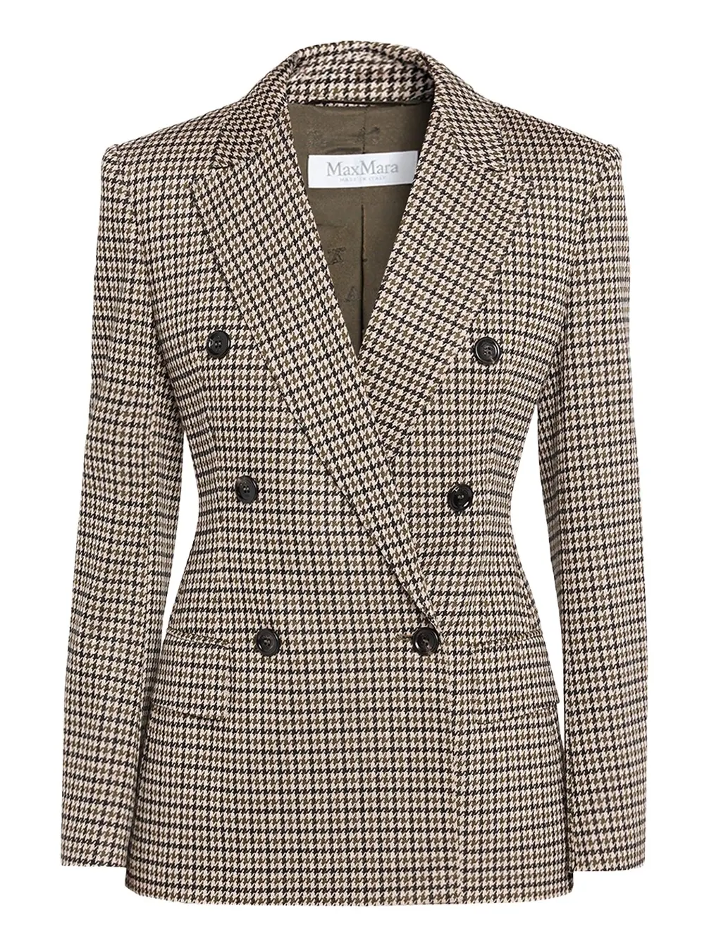 Wool Houndstooth Double-Breasted Jacket Wool Houndstooth Double-Breasted Jacket