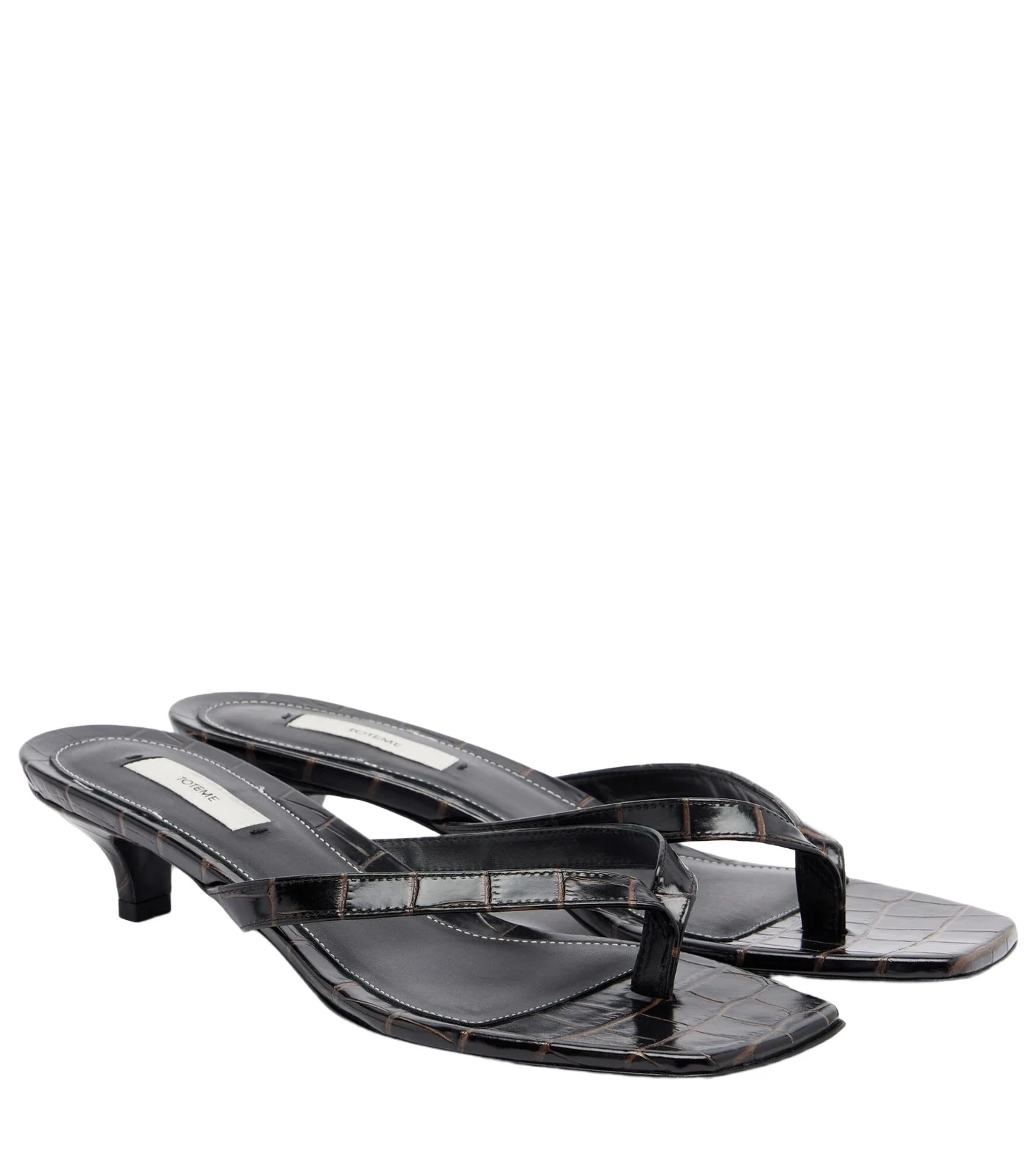 Croc-effect leather thong sandals Croc-effect leather thong sandals