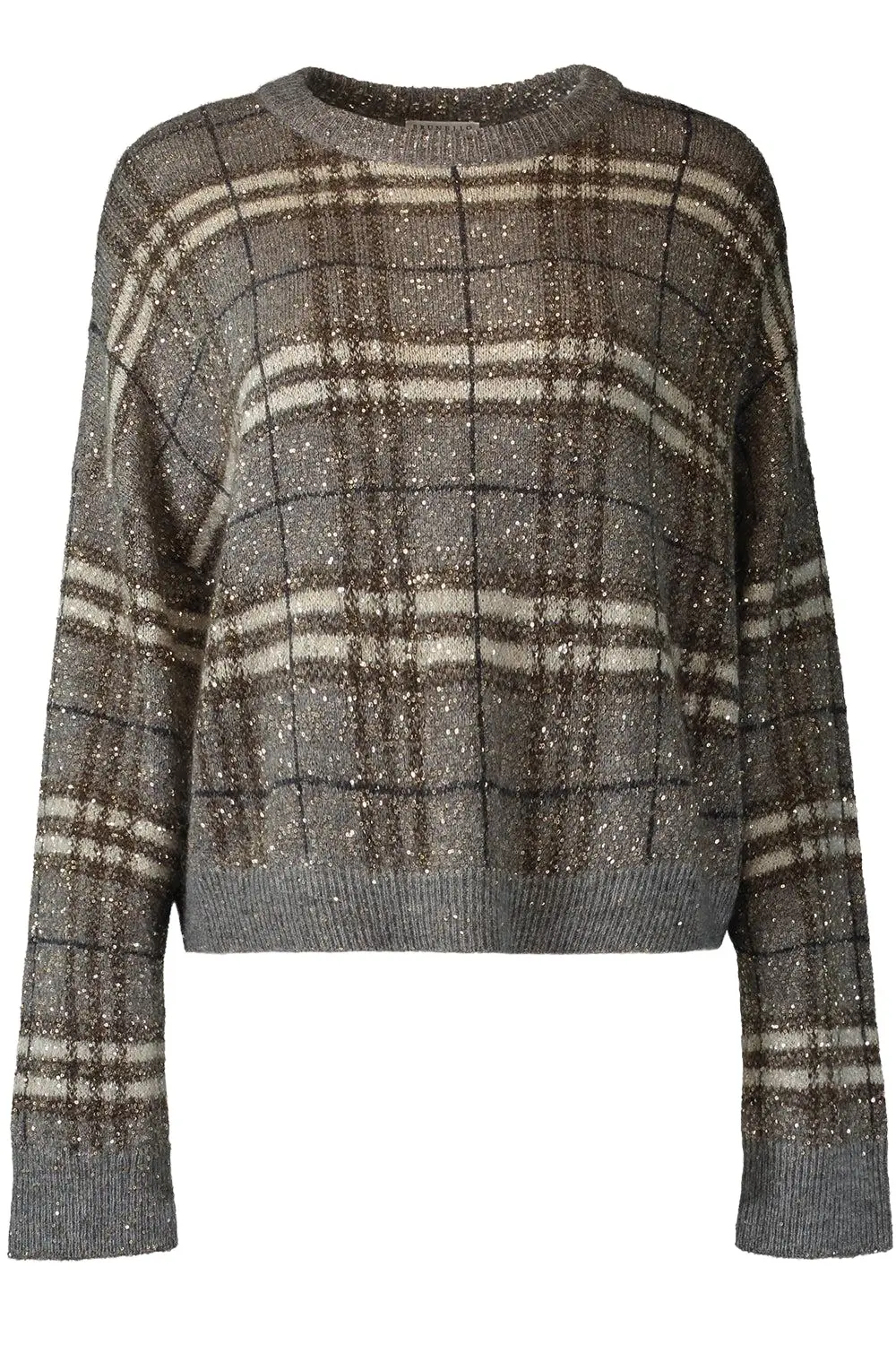 Brunello Cucinelli Long Sleeve Plaid Sweater
