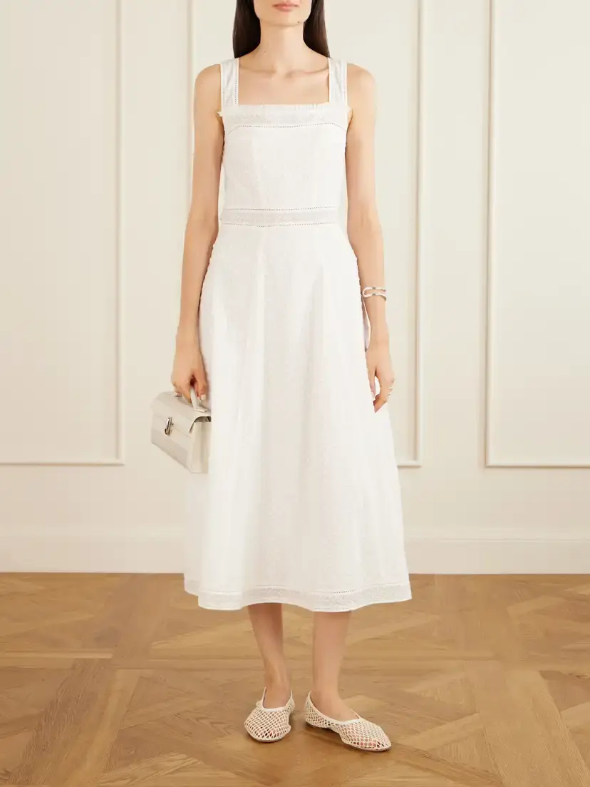 Thierry Colson Artemis Pleated Embroidered Cotton-bouclé Dress | Thumbnail 2 Thierry Colson Artemis Pleated Embroidered Cotton-bouclé Dress | Thumbnail 2