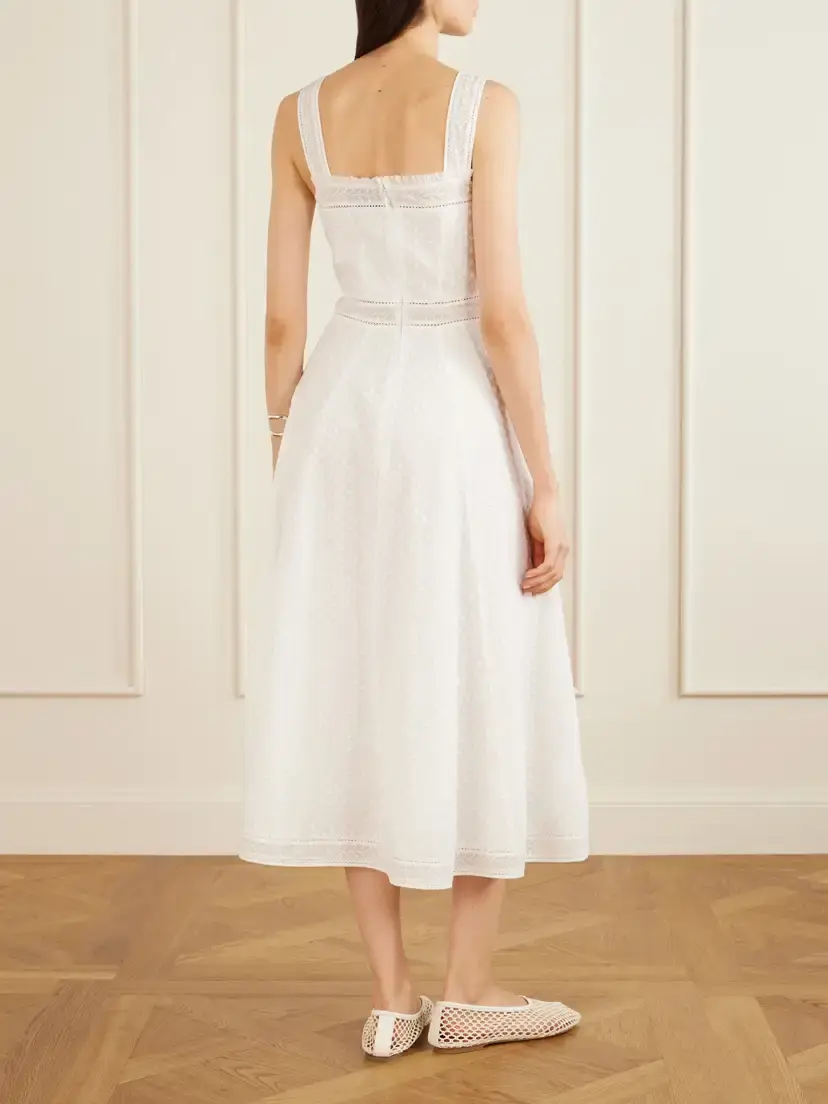 Thierry Colson Artemis Pleated Embroidered Cotton-bouclé Dress | Thumbnail 3 Thierry Colson Artemis Pleated Embroidered Cotton-bouclé Dress | Thumbnail 3