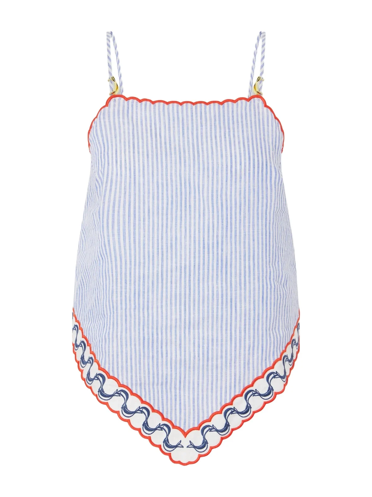 Embroidered Striped Linen Coverup Embroidered Striped Linen Coverup
