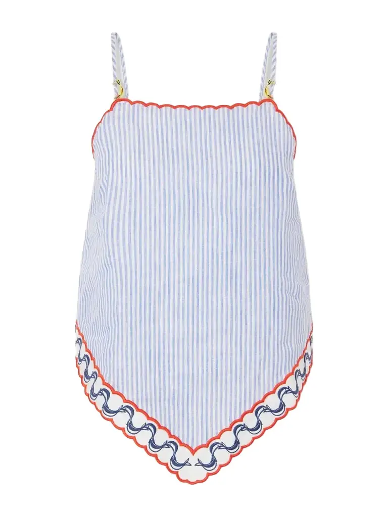 Farm Rio Embroidered Striped Linen Coverup | Image 1 Farm Rio Embroidered Striped Linen Coverup | Image 1