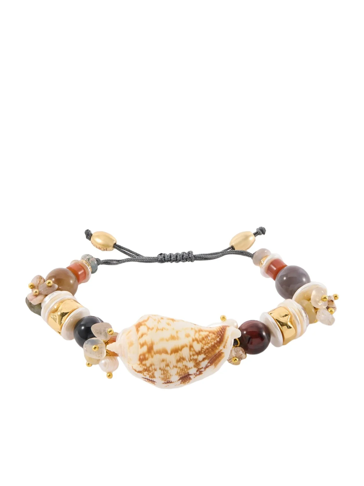 Samsara Gold-plated, Leather And Seashell Beaded Bracelet Samsara Gold-plated, Leather And Seashell Beaded Bracelet