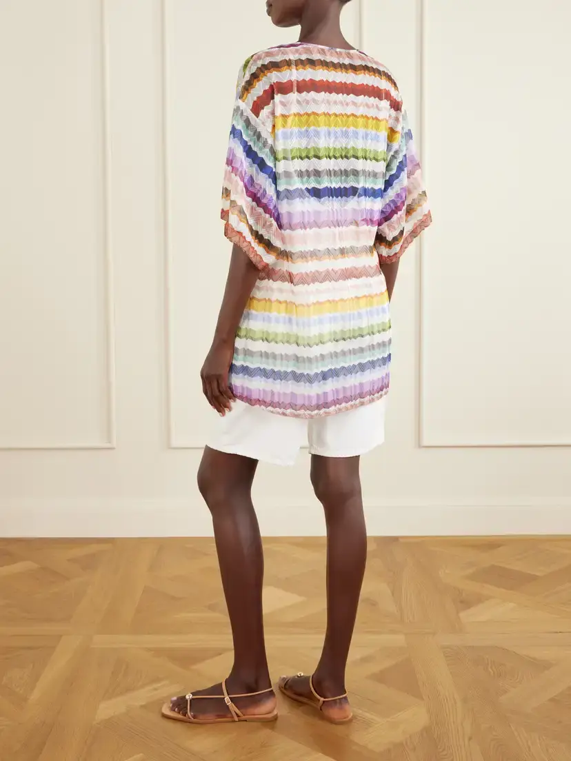 Missoni Lace-up Striped Metallic Crochet-knit Coverup | Thumbnail 3 Missoni Lace-up Striped Metallic Crochet-knit Coverup | Thumbnail 3