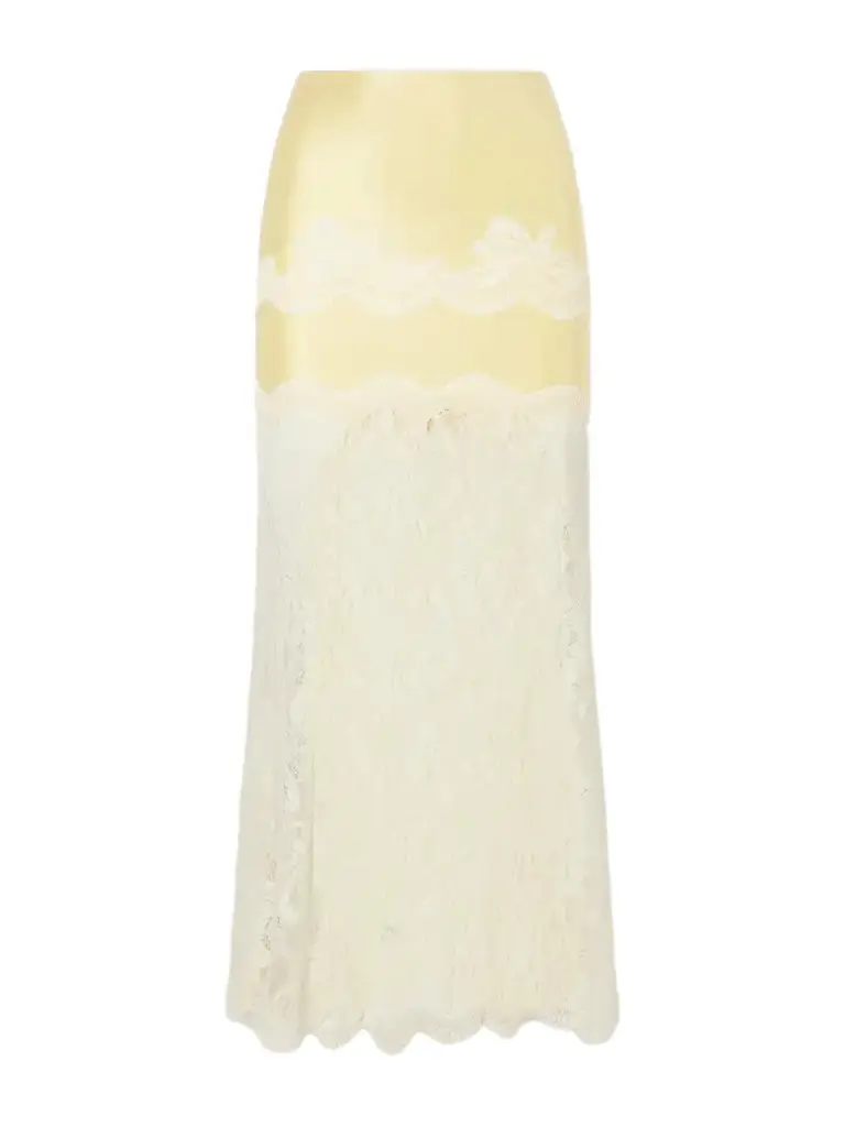 Rabanne Satin-jersey Lace-trimmed Maxi Skirt | Image 1 Rabanne Satin-jersey Lace-trimmed Maxi Skirt | Image 1