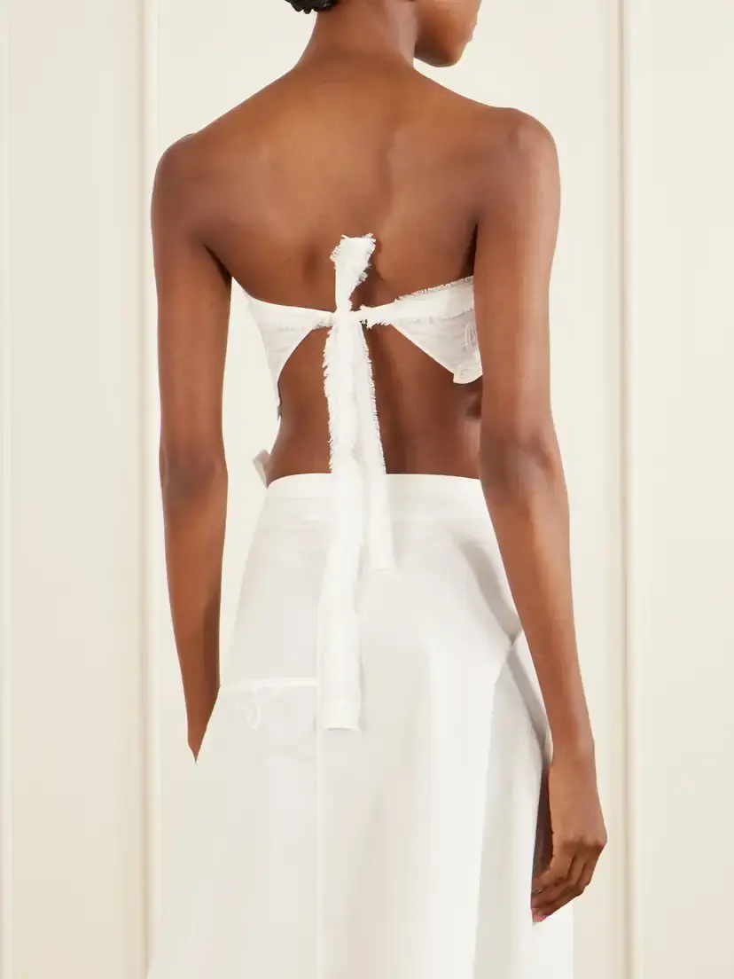 SIR. Klara Cropped Broderie-anglaise-trimmed Cotton-poplin Top | Thumbnail 3