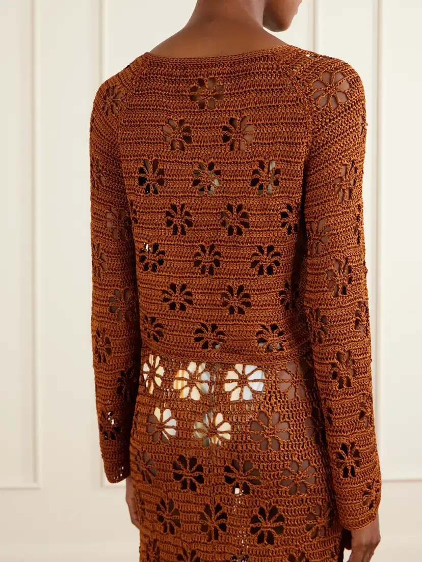Calle Del Mar Cropped Crocheted Cardigan | Thumbnail 3 Calle Del Mar Cropped Crocheted Cardigan | Thumbnail 3