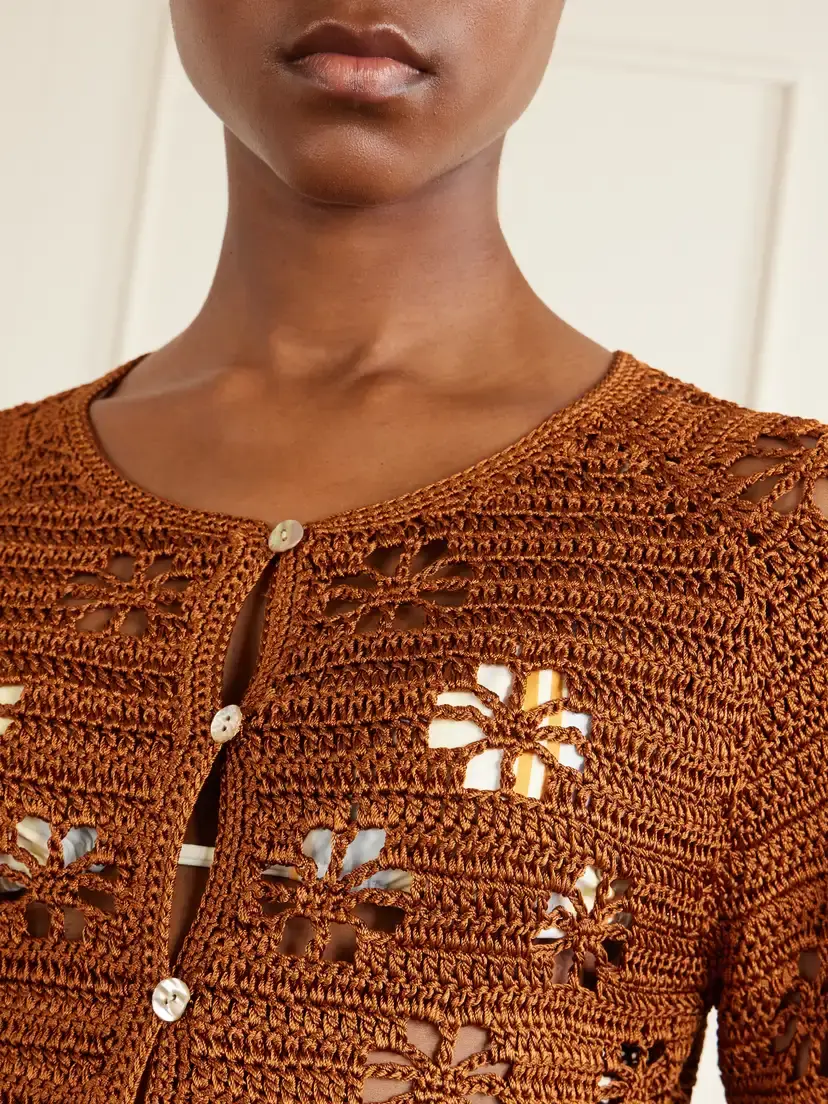 Calle Del Mar Cropped Crocheted Cardigan | Thumbnail 4 Calle Del Mar Cropped Crocheted Cardigan | Thumbnail 4