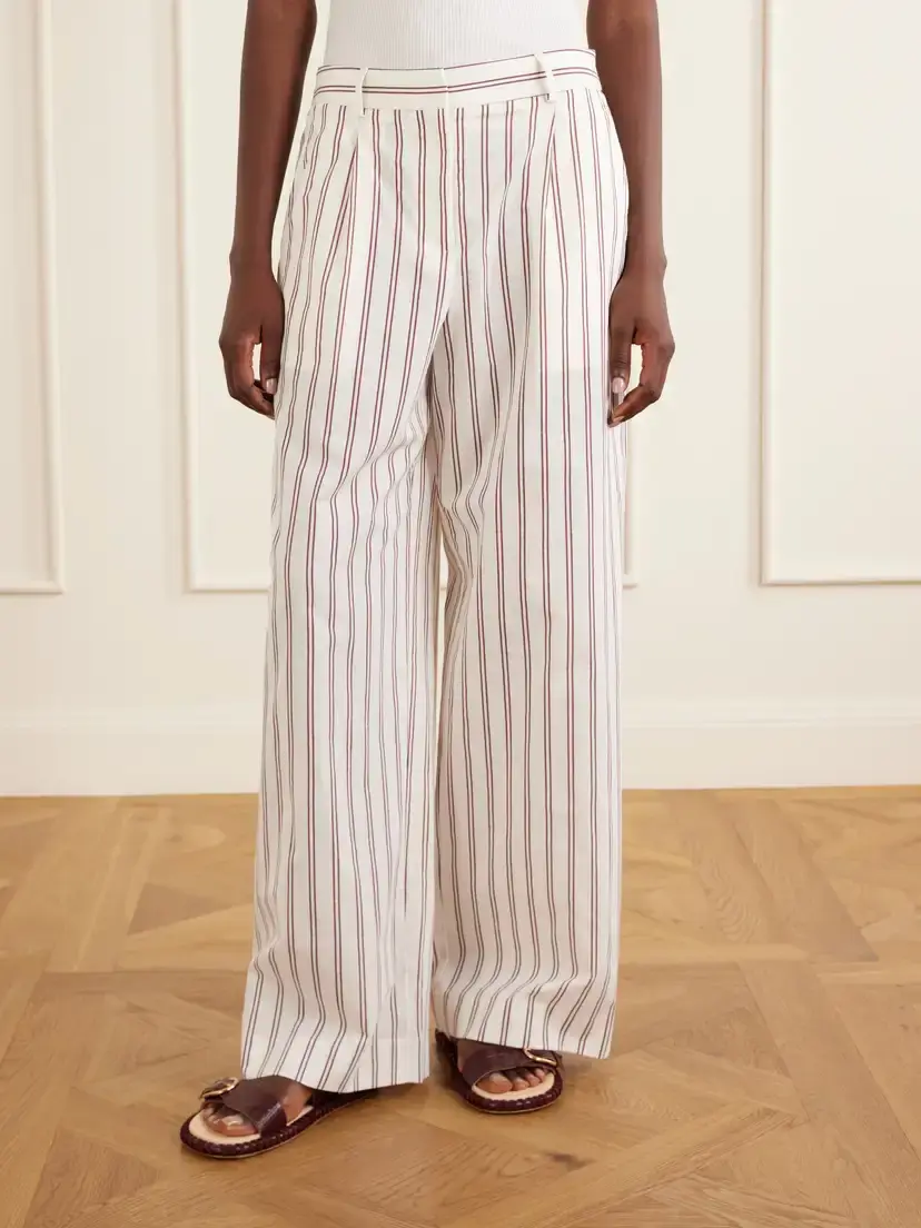 TWP Hudson St Pleated Striped Cotton And Silk-blend Wide-leg Pants | Thumbnail 3 TWP Hudson St Pleated Striped Cotton And Silk-blend Wide-leg Pants | Thumbnail 3