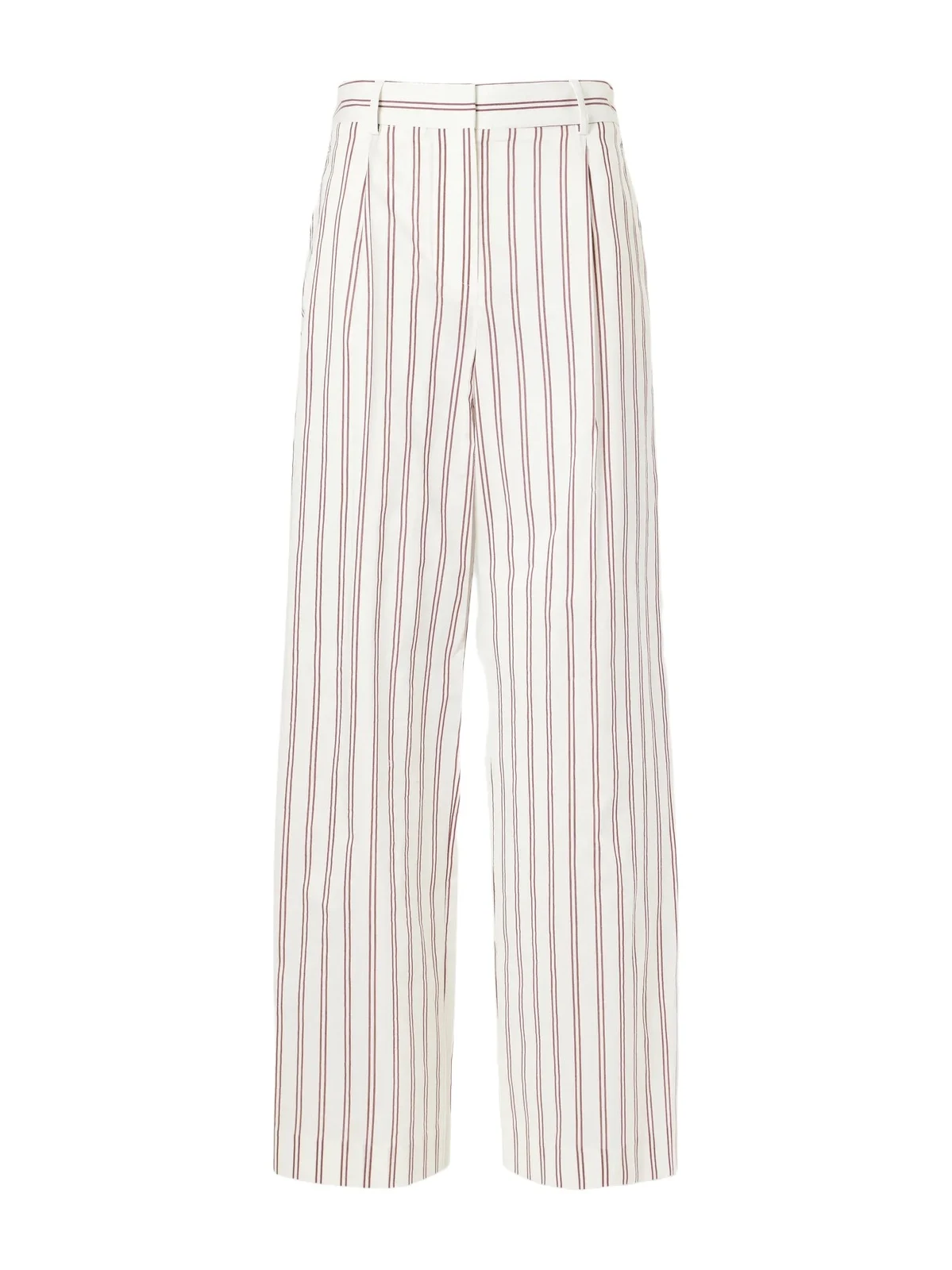 Hudson St Pleated Striped Cotton And Silk-blend Wide-leg Pants Hudson St Pleated Striped Cotton And Silk-blend Wide-leg Pants