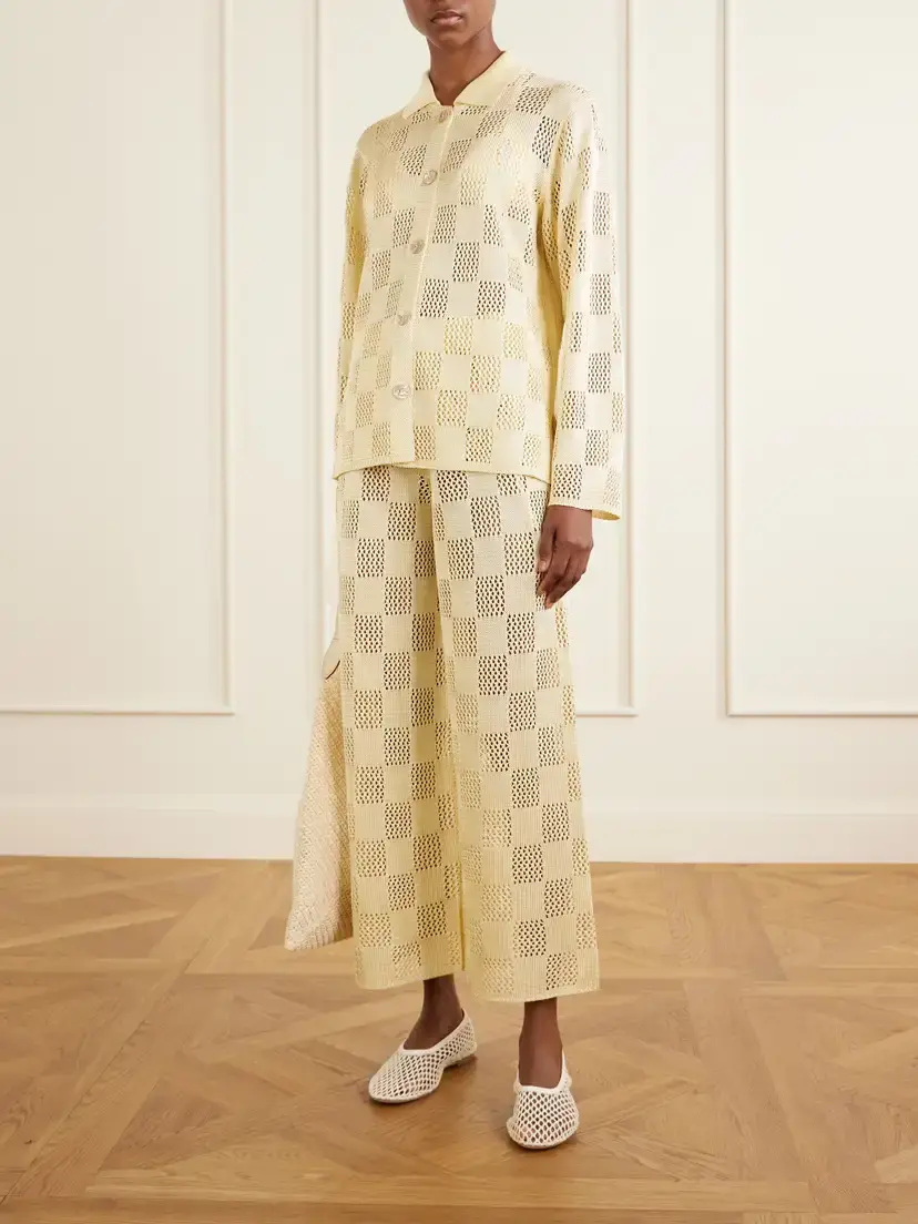 Calle Del Mar Checked Woven Wide-leg Pants | Thumbnail 2