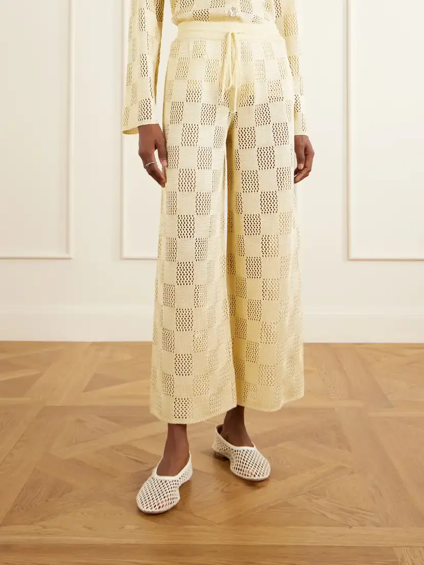 Calle Del Mar Checked Woven Wide-leg Pants | Thumbnail 3
