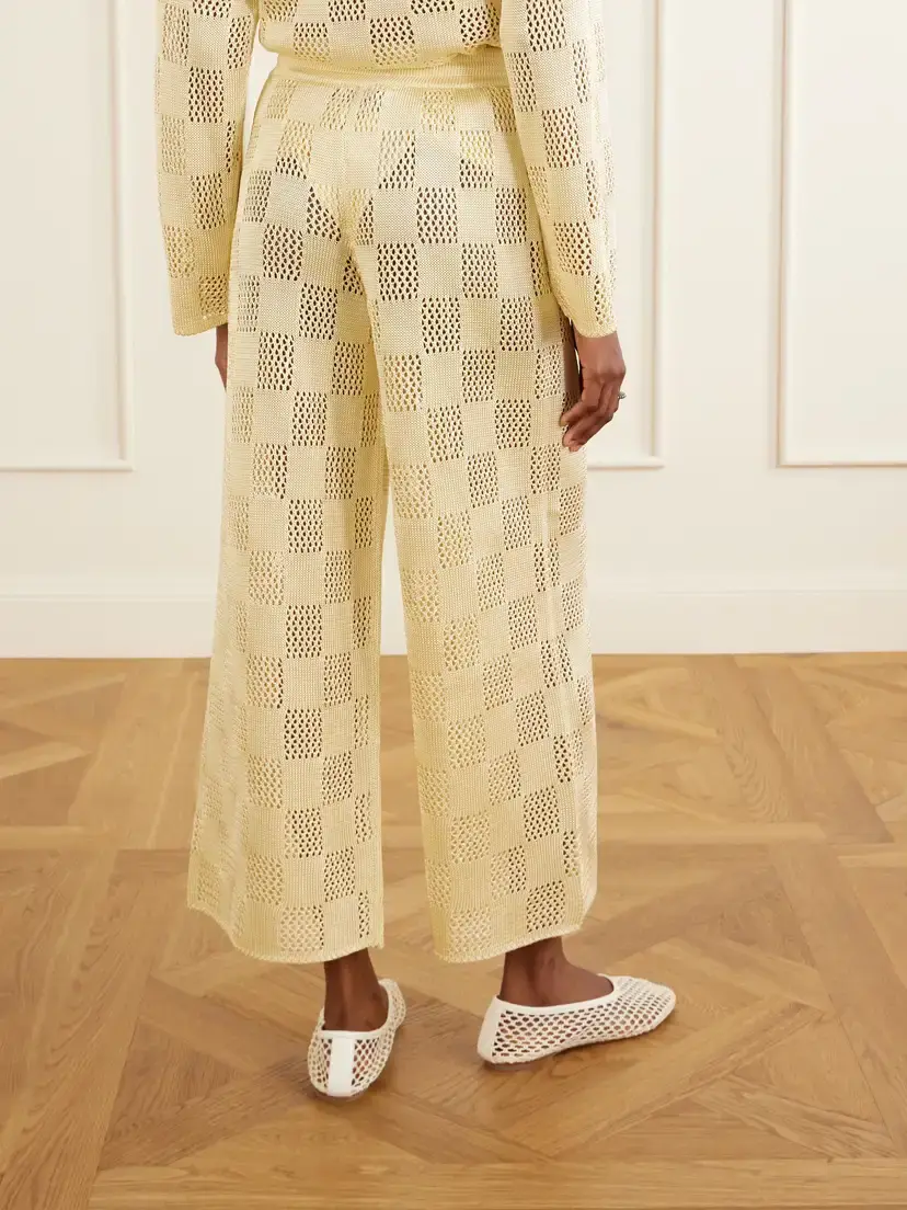 Calle Del Mar Checked Woven Wide-leg Pants | Thumbnail 4