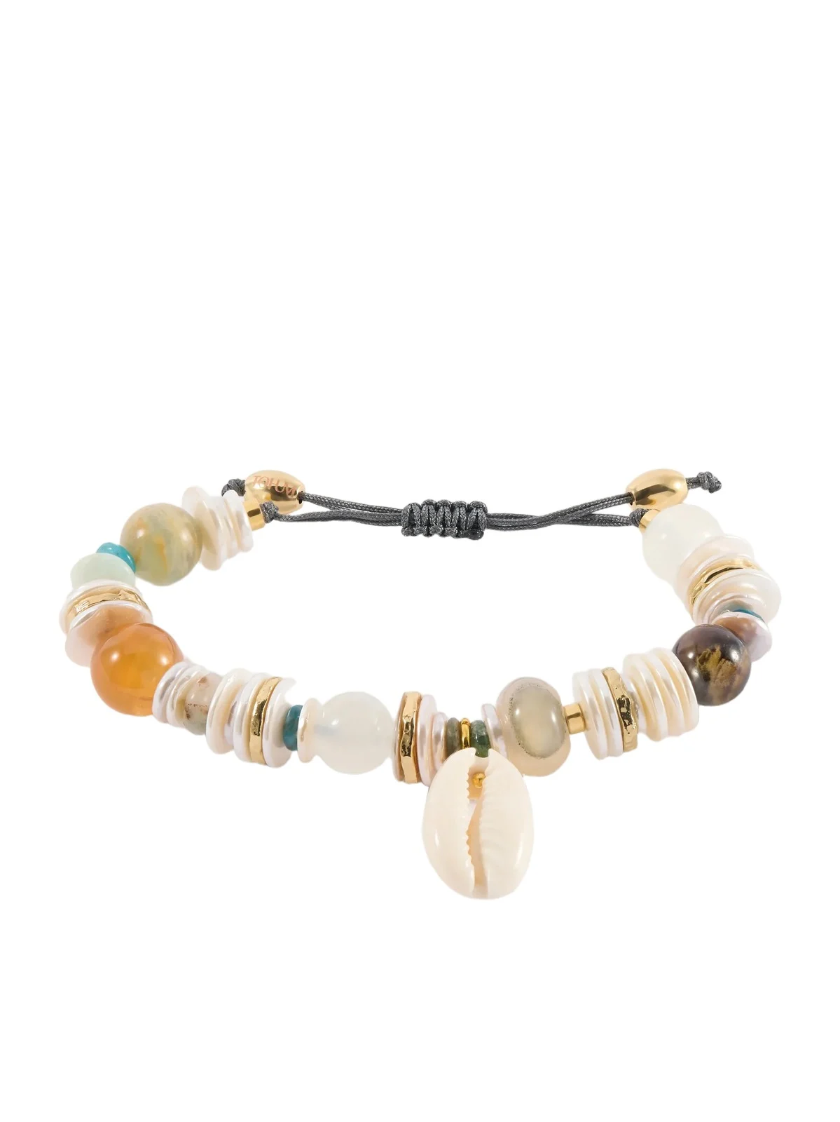 Samsara Gold-plated, Leather And Seashell Beaded Bracelet Samsara Gold-plated, Leather And Seashell Beaded Bracelet