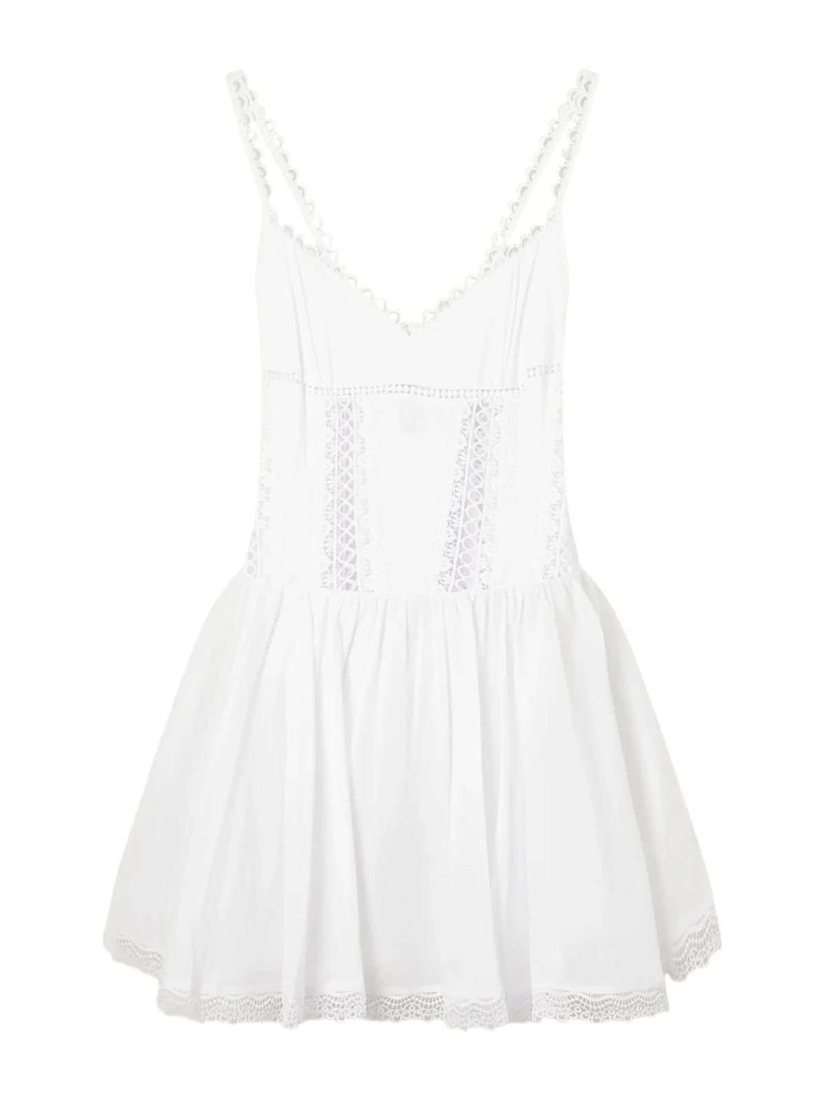 Gardenia Lace-trimmed Cotton-blend Poplin Mini Dress